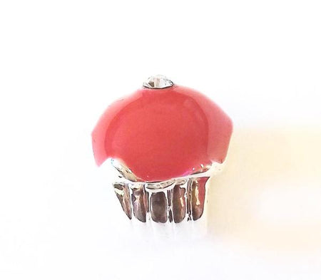 Alloy Crown with Pink Glass Stone Drop Charm