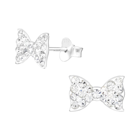 Children's Sterling Silver Ballerina With Clear Diamante Dress Stud Earrings