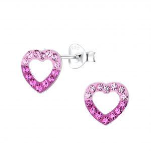 Children's Sterling Silver Hearts Pendant Necklace and Hearts Stud Earrings Set