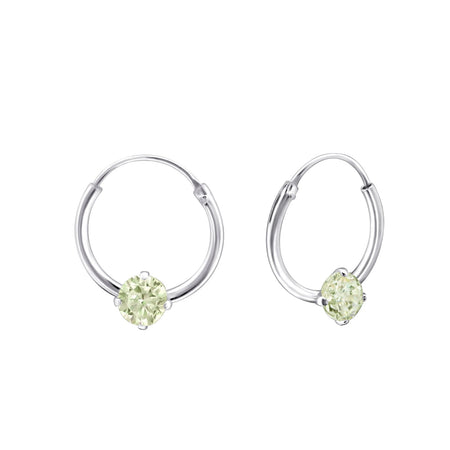 Children's Sterling Silver 'Multicolored Diamante Crystal Open Heart' Hoop Earrings