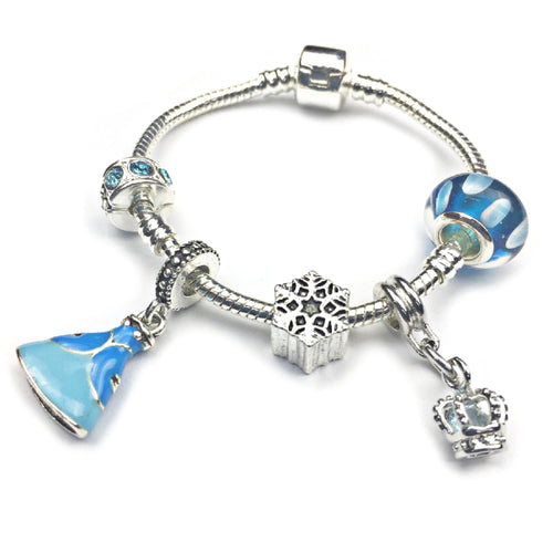 Snow Princess Silver Plated Charm Bracelet For Girls