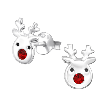 Children's Sterling Silver Red and Green Christmas Stocking Stud Earrings