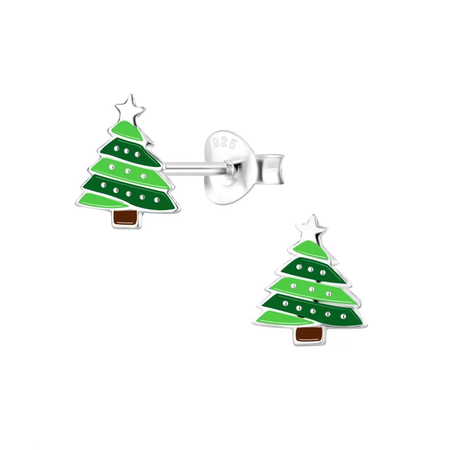 Set of 5 Silver Plated Green Christmas Themed Charms and Beads