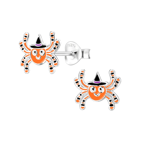 Children's Sterling Silver Halloween Spider Stud Earrings