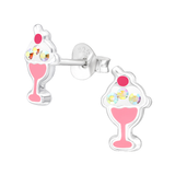 Children's Sterling Silver 'Ice Cream Sundae' Stud Earrings