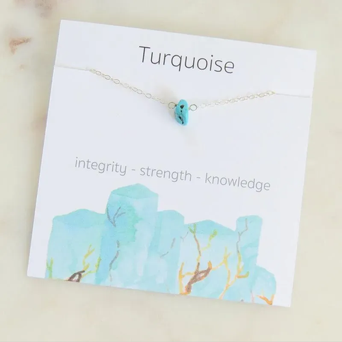 Turquoise Natural Stone Pendant Necklace on Card - December