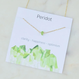 Peridot Green Natural Stone Pendant Necklace on Card - August