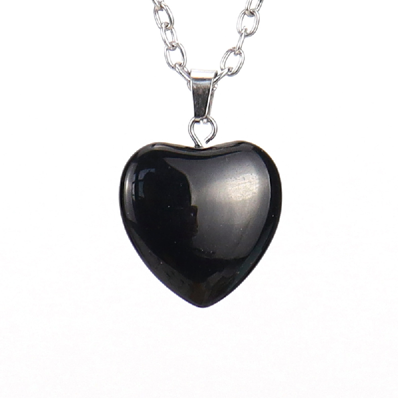 ★LECYTO★ Heartline Stone Beads NecklaceNavy BEADED GEMSTONE HEMATITE W/ HEART NECKLACE – Eloxite