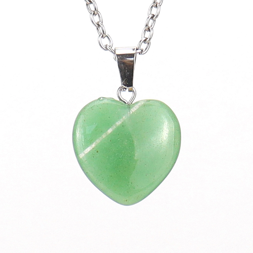 Green Adventurine Natural Stone Heart Pendant Necklace