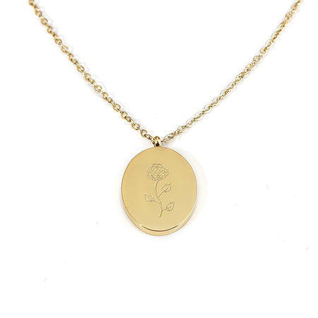 'December Birth Flower' 18k Gold Plated Titanium Steel Pendant Necklace