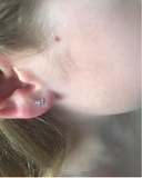 Children's Sterling Silver 'July Birthstone' Bow Stud Earrings