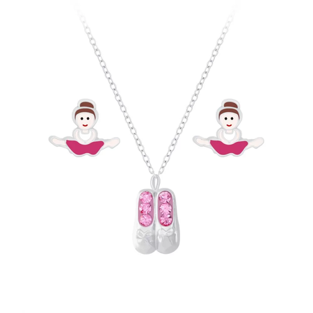 Children's Sterling Silver Hearts Pendant Necklace and Hearts Stud Earrings Set