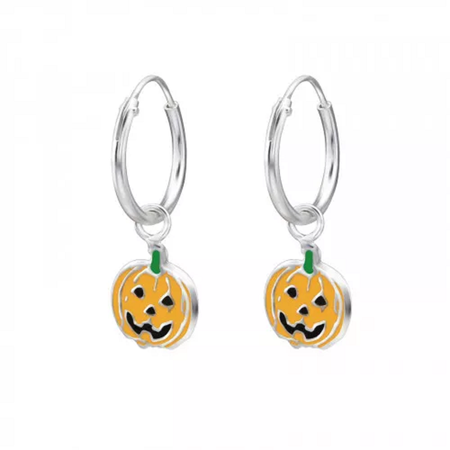 Children's Sterling Silver Halloween Green Witch Stud Earrings