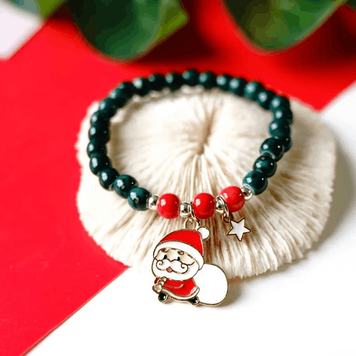 Children's 'Christmas Santa with Sack' Stretch Bead Bracelet