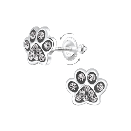 Children's Sterling Silver 'White and Pink Flower' Screw Back Stud Earrings