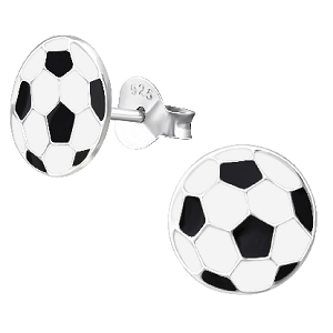 Children's Sterling Silver Football Stud Earrings