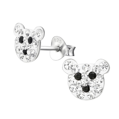 Children's Sterling Silver Crystal Teddy Bear Stud Earrings