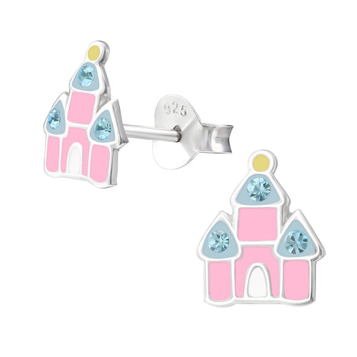 Children's Sterling Silver 'Sparkle Fairy Castle' Stud Earrings