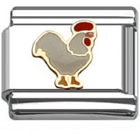 Stainless Steel 9mm Shiny 'Rooster / Hen' Link for Italian Charm Bracelet