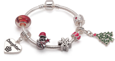 Set of 5 Silver Plated Christmas Themed Charms and Beads