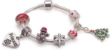 Children's Granddaughter 'Christmas Wishes' Silver Plated Charm Bracelet