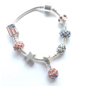 women's bracelet with american flag, star and colors