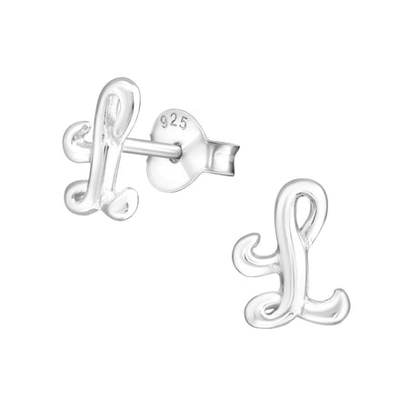 Children's Sterling Silver 'Letter P' Stud Earrings