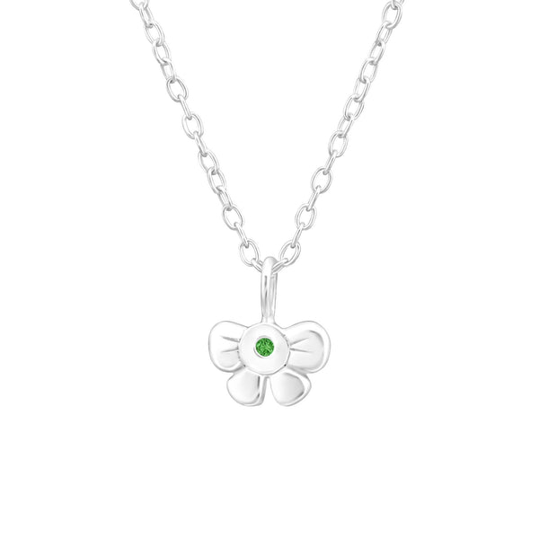 Children's Sterling Silver 'May Birthstone' Bow Necklace