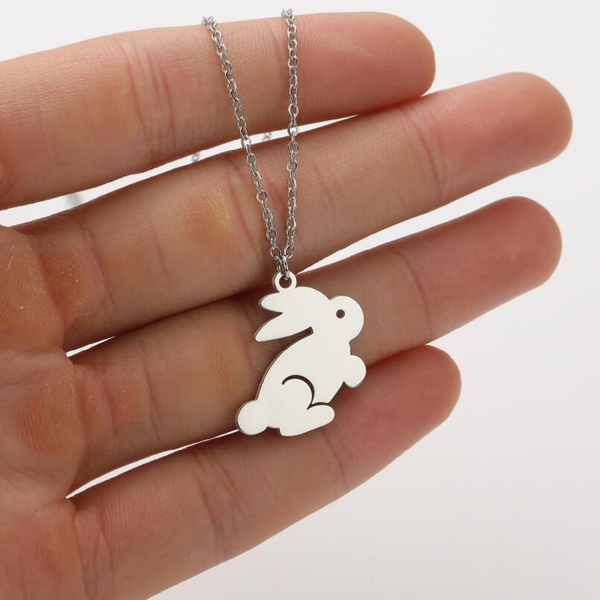 Children's Silver colored Bunny Rabbit Pendant Necklace