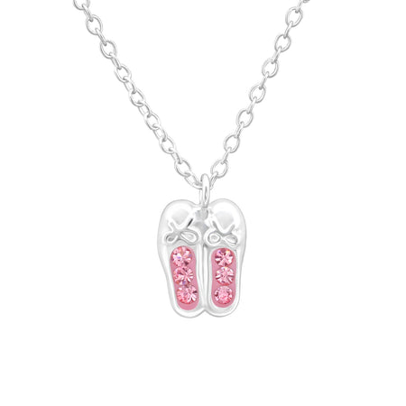 Children's Sterling Silver Pink Crystal Butterfly Pendant Necklace