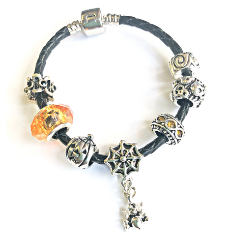 Set of 5 Silver Plated Halloween Themed Charms and Beads