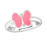 Children's Sterling Silver Adjustable Pink Butterfly Ring