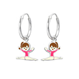 Children's Sterling Silver 'Gymnastic Girl' Hoop Earrings