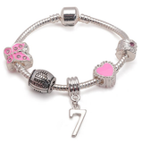 kid bracelet for 7 year old girls. A gift for 7 year old girl. Pink Bracelet