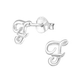Children's Sterling Silver 'Letter F' Stud Earrings
