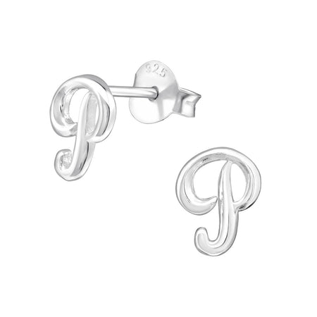 Children's Sterling Silver 'Letter F' Stud Earrings