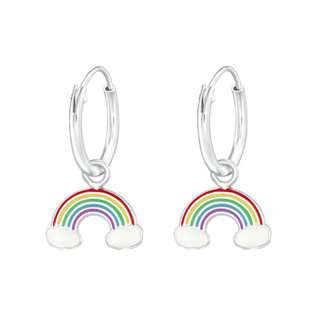 Children's Sterling Silver 'Rainbow Flower' Hoop Earrings