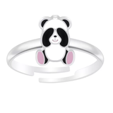 Children's Sterling Silver Adjustable Shy Panda Ring