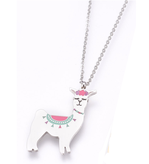 Children's Silver Coloured Llama Pendant Necklace