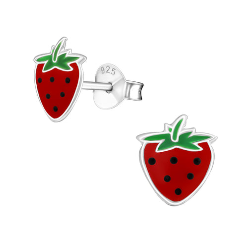 Children's Sterling Silver 'Strawberry' Stud Earrings