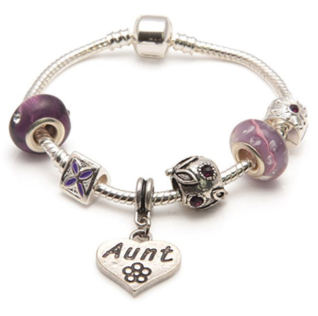 Aunt Age 30 'Birthday Wishes' Silver Plated Charm Bead Bracelet