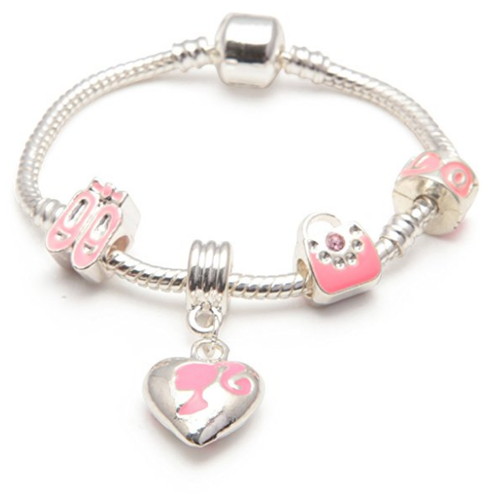 Children's 'Little Miss Pink' Silver Plated Charm Bead Bracelet