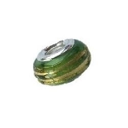 'Green Diamante' Bead With Silver Plated Core