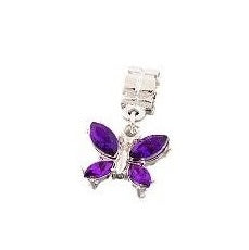 Silver Plated Purple Butterfly Dangle Charm