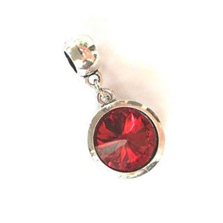 July Birthstone Ruby Colored Crystal Drop Charm