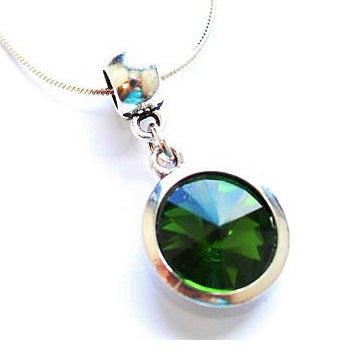 Silver Plated 'May Birthstone' Emerald Colored Crystal Pendant Necklace
