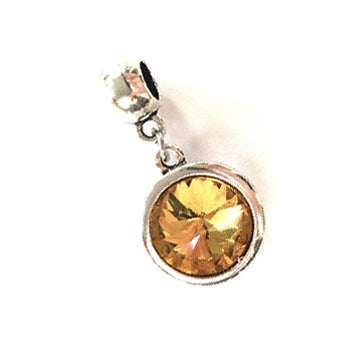 October Birthstone Rose Colored Crystal Drop Charm