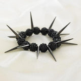 Designer Celebrity Style 'Black Spike' Czech Crystal Bead Stretch Bracelet