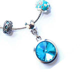 Teenager's 'March Birthstone' Aqua Colored Crystal Silver Plated Charm Bead Bracelet