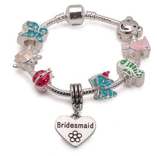 Children's Bridesmaid 'Animal Magic' Silver Plated Charm Bead Bracelet